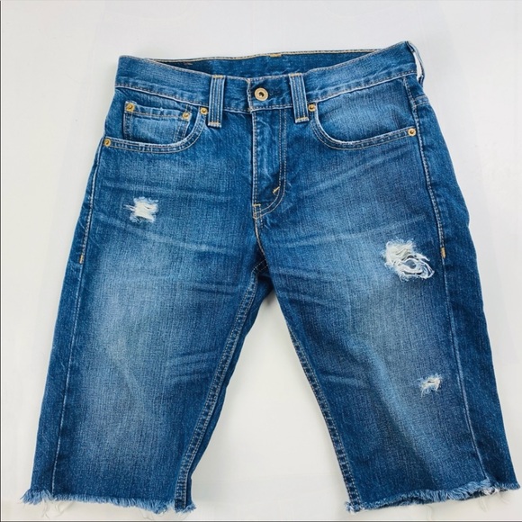 Levi’s 511 Skinny Distressed Long Bermuda Jean Denim Shorts - Picture 5 of 11